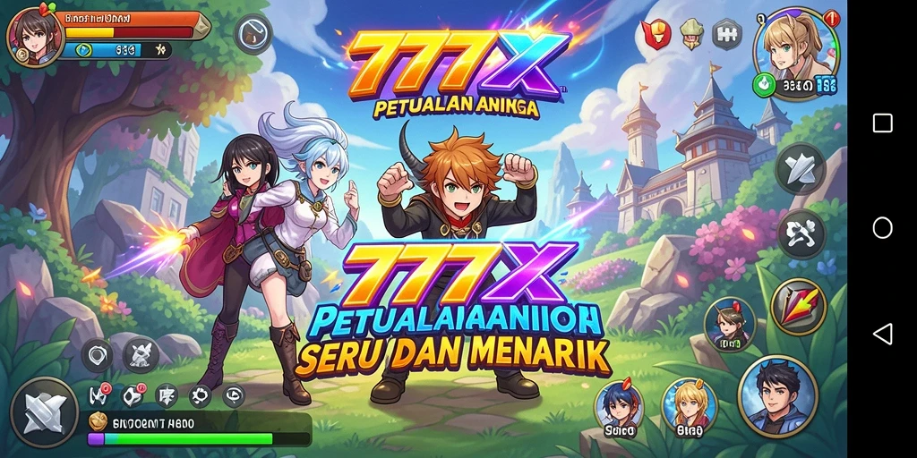 Tampilan gameplay menarik dari 777ZX dengan karakter anime yang beragam.