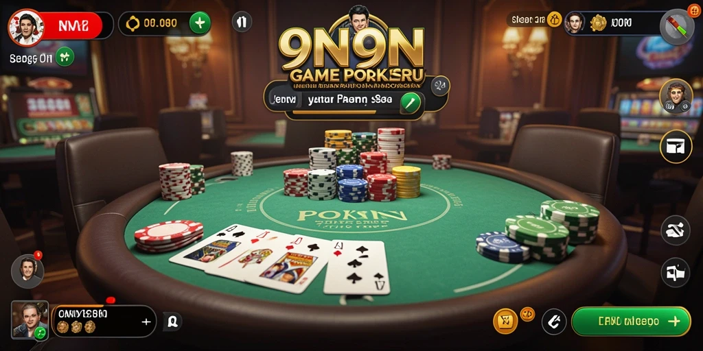 Tampilan gameplay seru dari 9N9N yang menggambarkan permainan Poker.