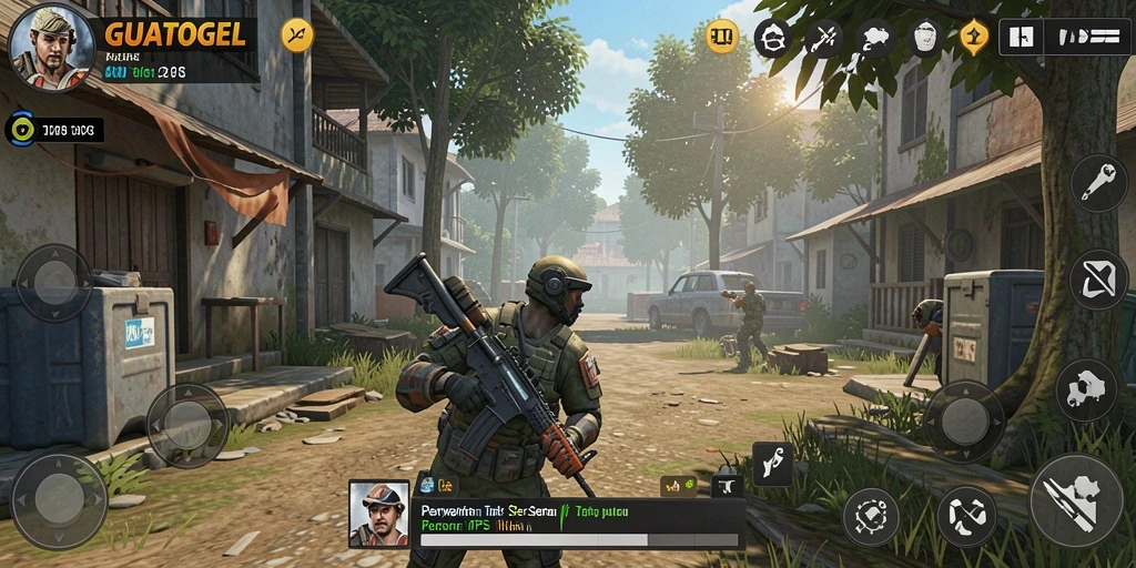 Tangkapan layar gameplay GUATOGEL menampilkan aksi seru dalam TPS.