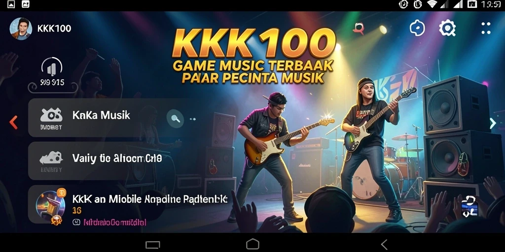 Screenshot gameplay KPK100 menampilkan antarmuka permainan musik yang interaktif.