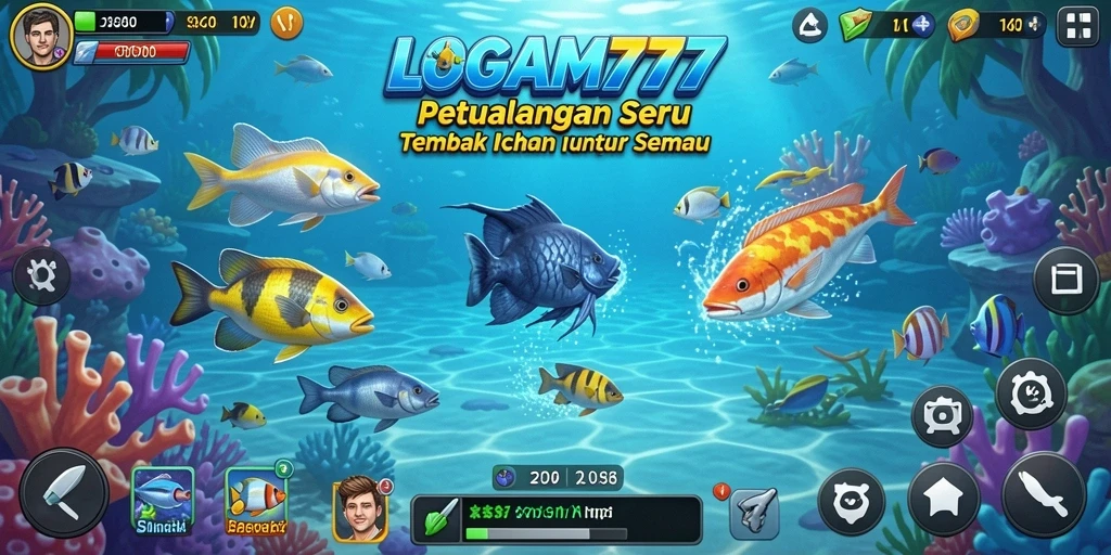 Tangkapan layar menampilkan gameplay seru LOGAM777 saat menangkap ikan.