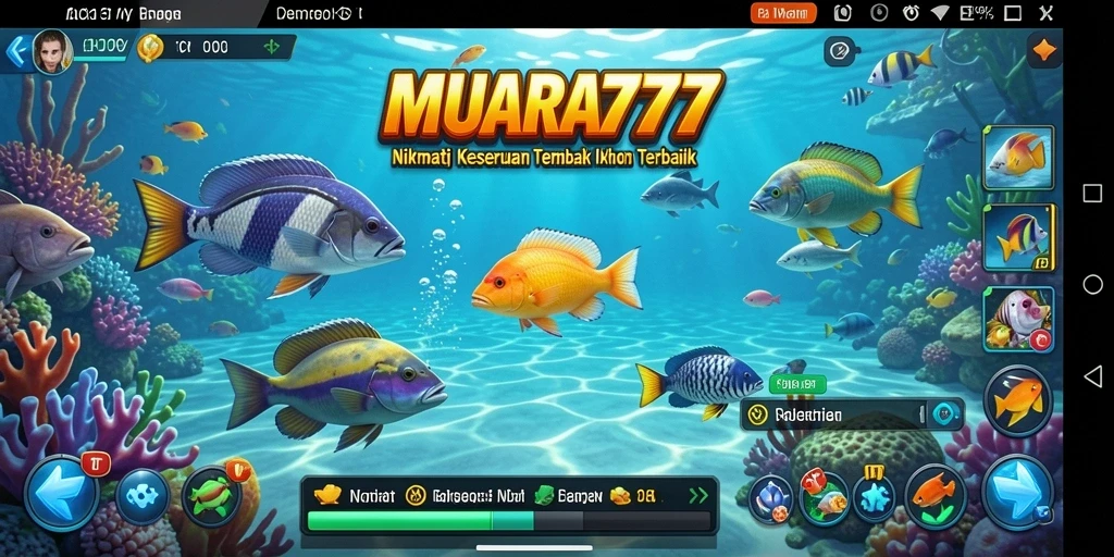 Gameplay seru MUARA777 dengan berbagai ikan yang menunggu untuk ditangkap.