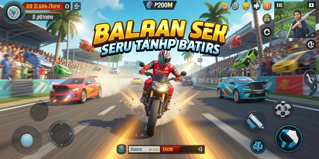 Tampilan menarik dari gameplay Racing P200M yang menggoda.