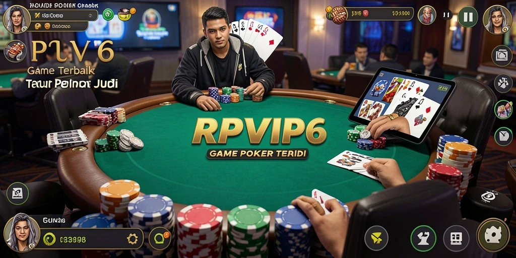 Screenshot gameplay RPVIP6 menampilkan momen seru permainan poker.