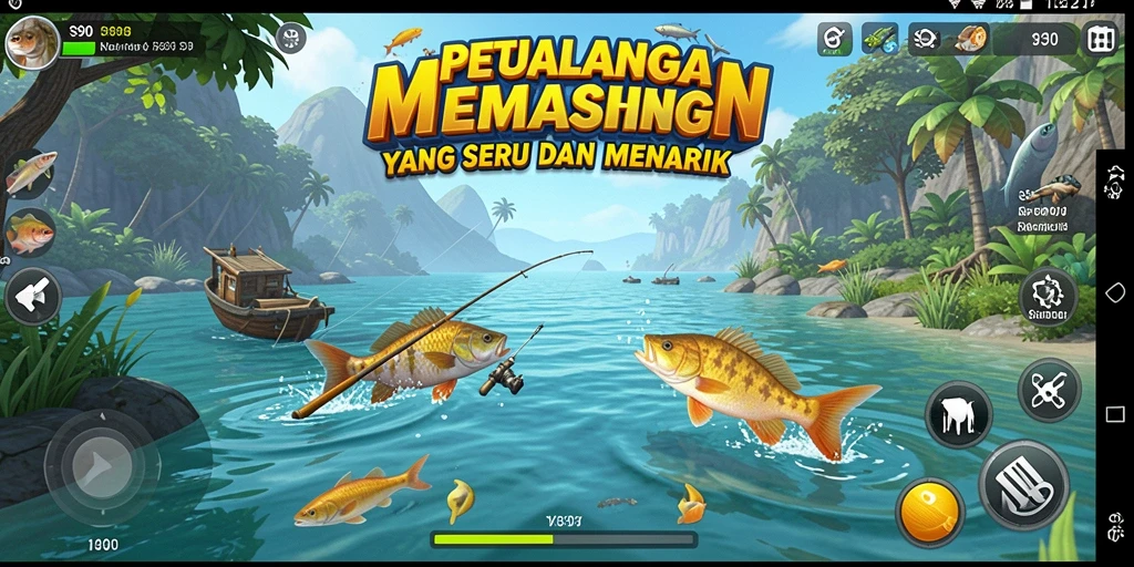 Tampilan gameplay S80 yang menampilkan aktivitas memancing seru dan menantang.