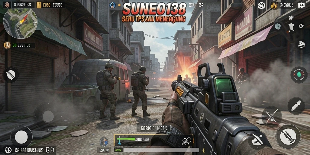 Tampilan gameplay SUNEO138 yang intens dalam pertempuran TPS.