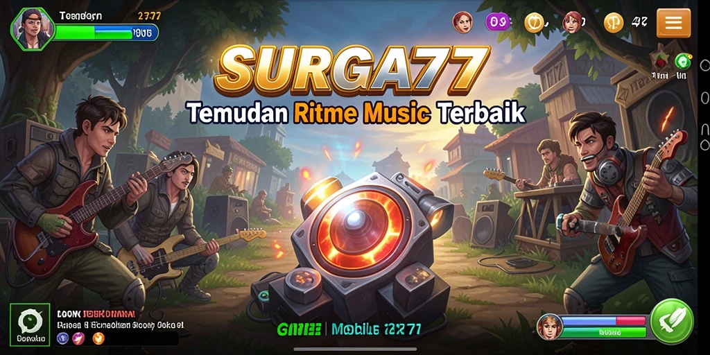 Tangkapan layar dari gameplay SURGA77 dengan berbagai pilihan musik.